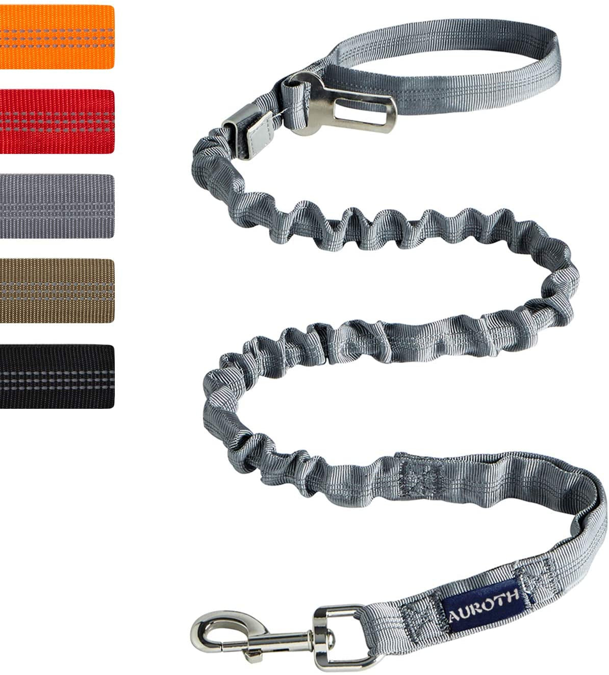 Heavy Duty Bungee Dog Leash for Large Breeds - 6FT with 2 Padded Handles, Shock Absorption, No Pull Training, Red