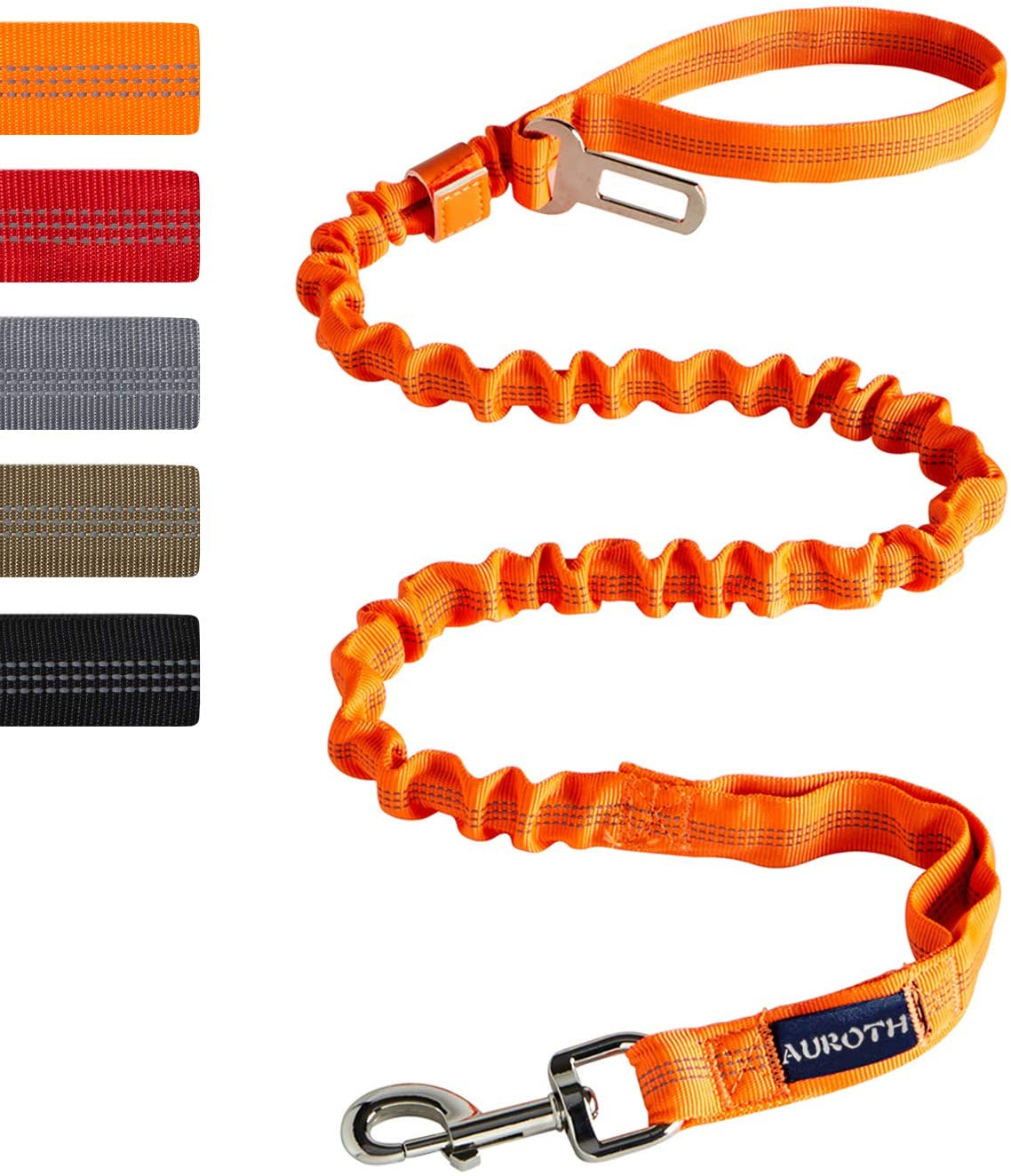 Heavy Duty Bungee Dog Leash for Large Breeds - 6FT with 2 Padded Handles, Shock Absorption, No Pull Training, Red