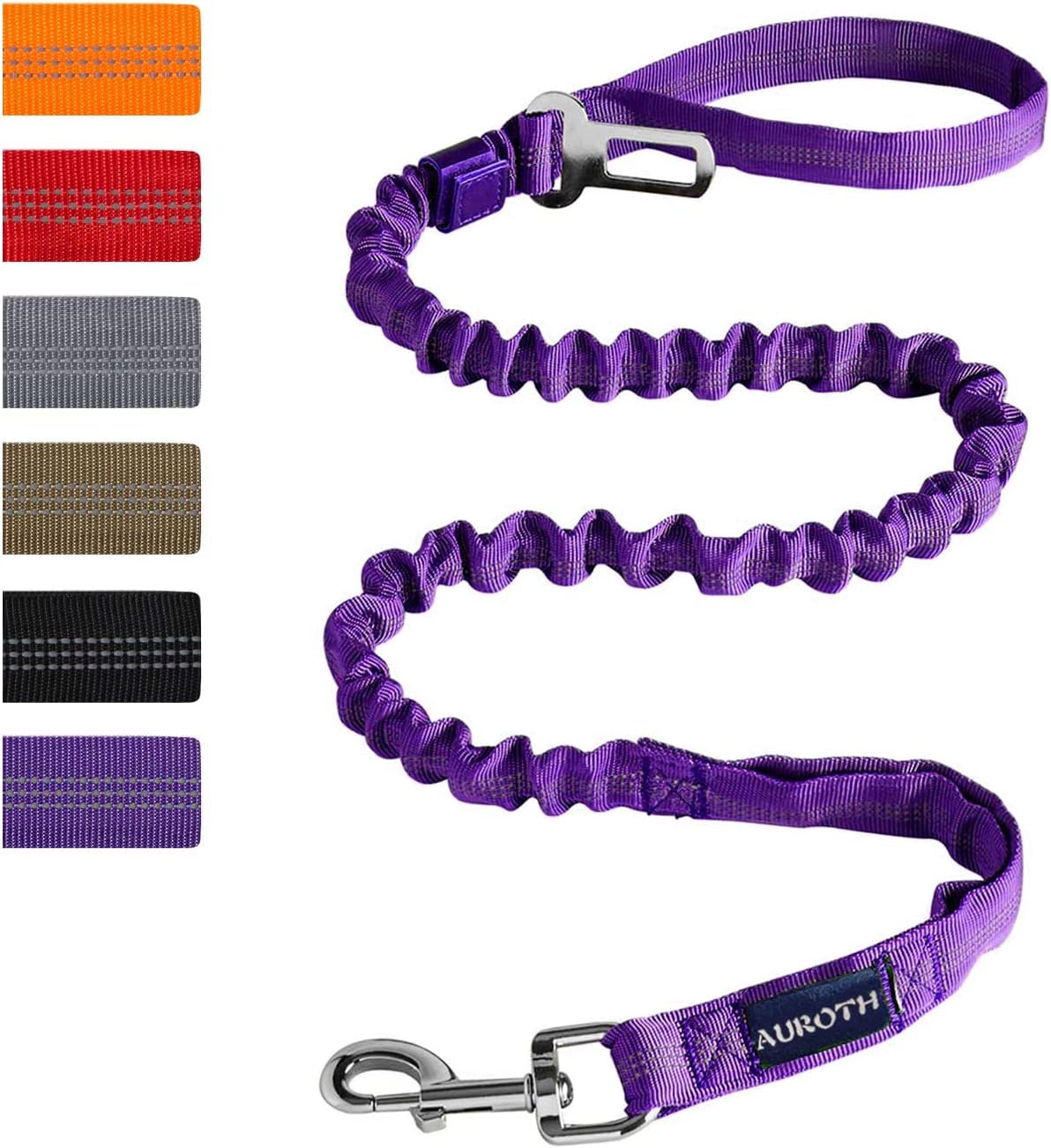 Heavy Duty Bungee Dog Leash for Large Breeds - 6FT with 2 Padded Handles, Shock Absorption, No Pull Training, Red