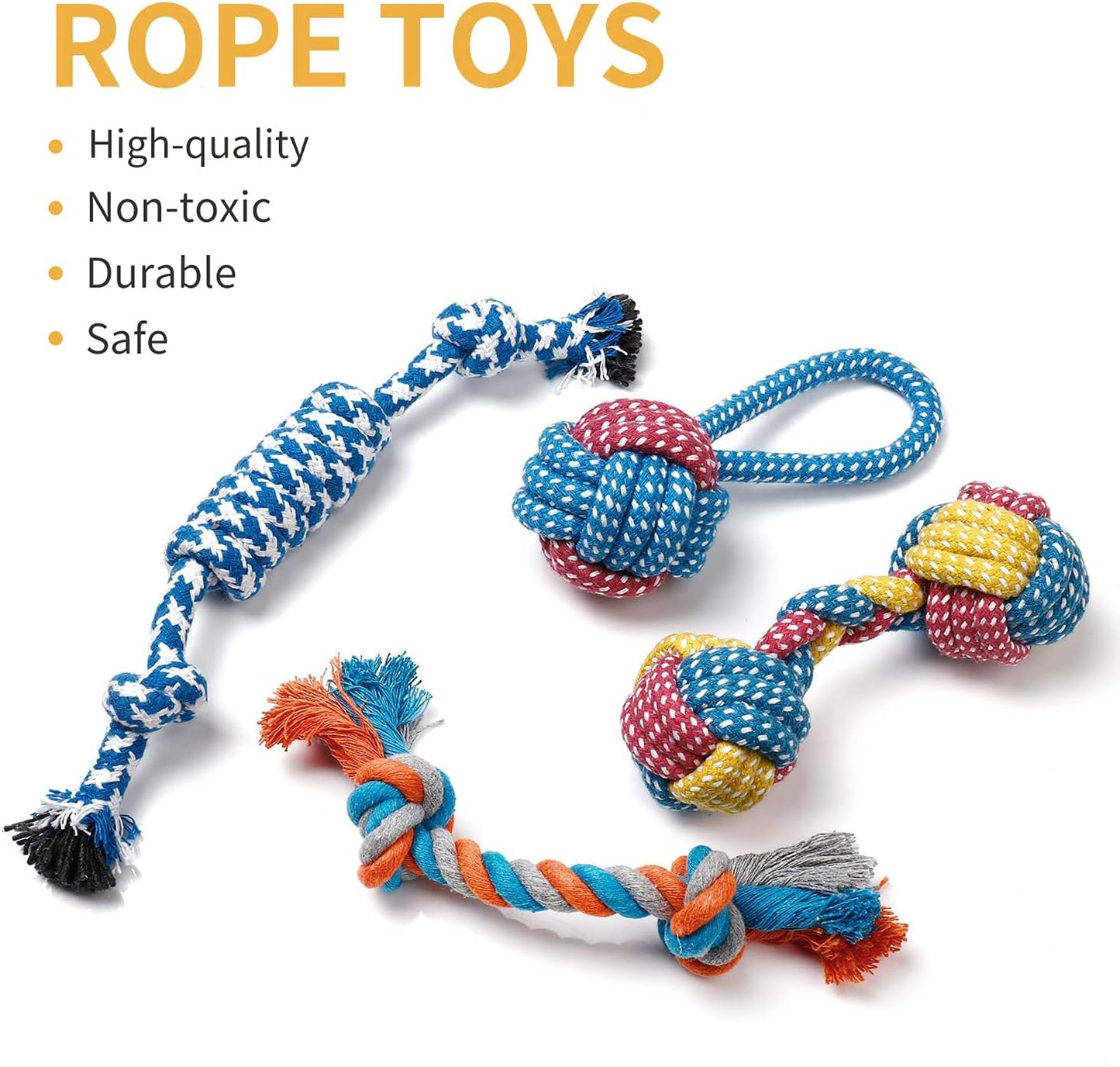 7-Pack Puppy Toys – Durable Chew & Rope Toys with Squeaky Plush for Small Dogs