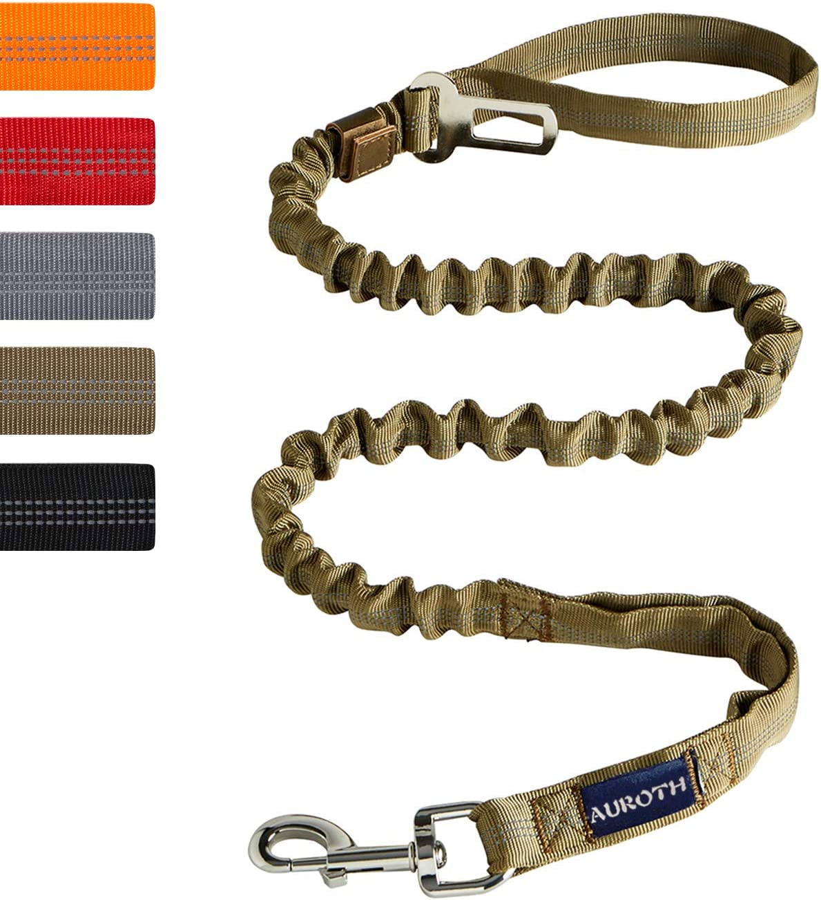 Heavy Duty Bungee Dog Leash for Large Breeds - 6FT with 2 Padded Handles, Shock Absorption, No Pull Training, Red