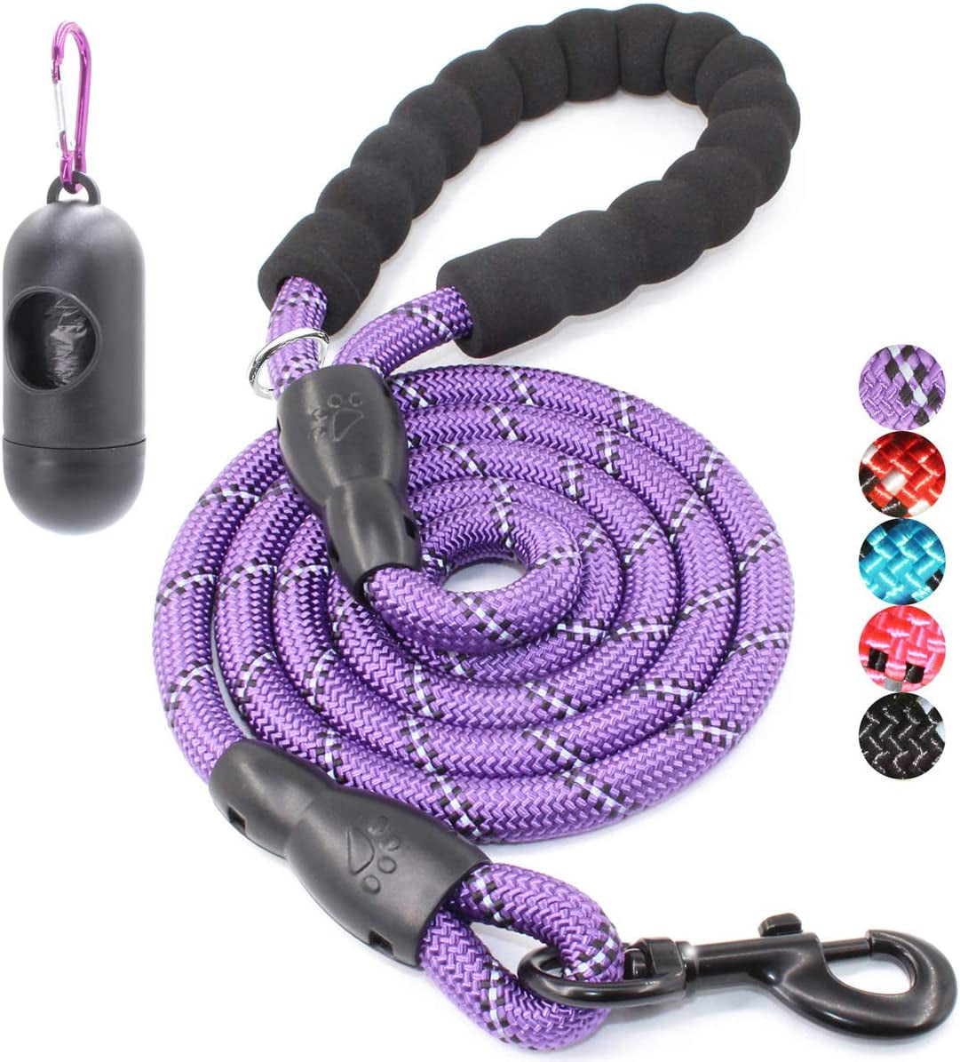 Reflective Dog Leash – 5FT Heavy Duty Rope Lead with Padded Handle | Durable & Safe for Night Walks