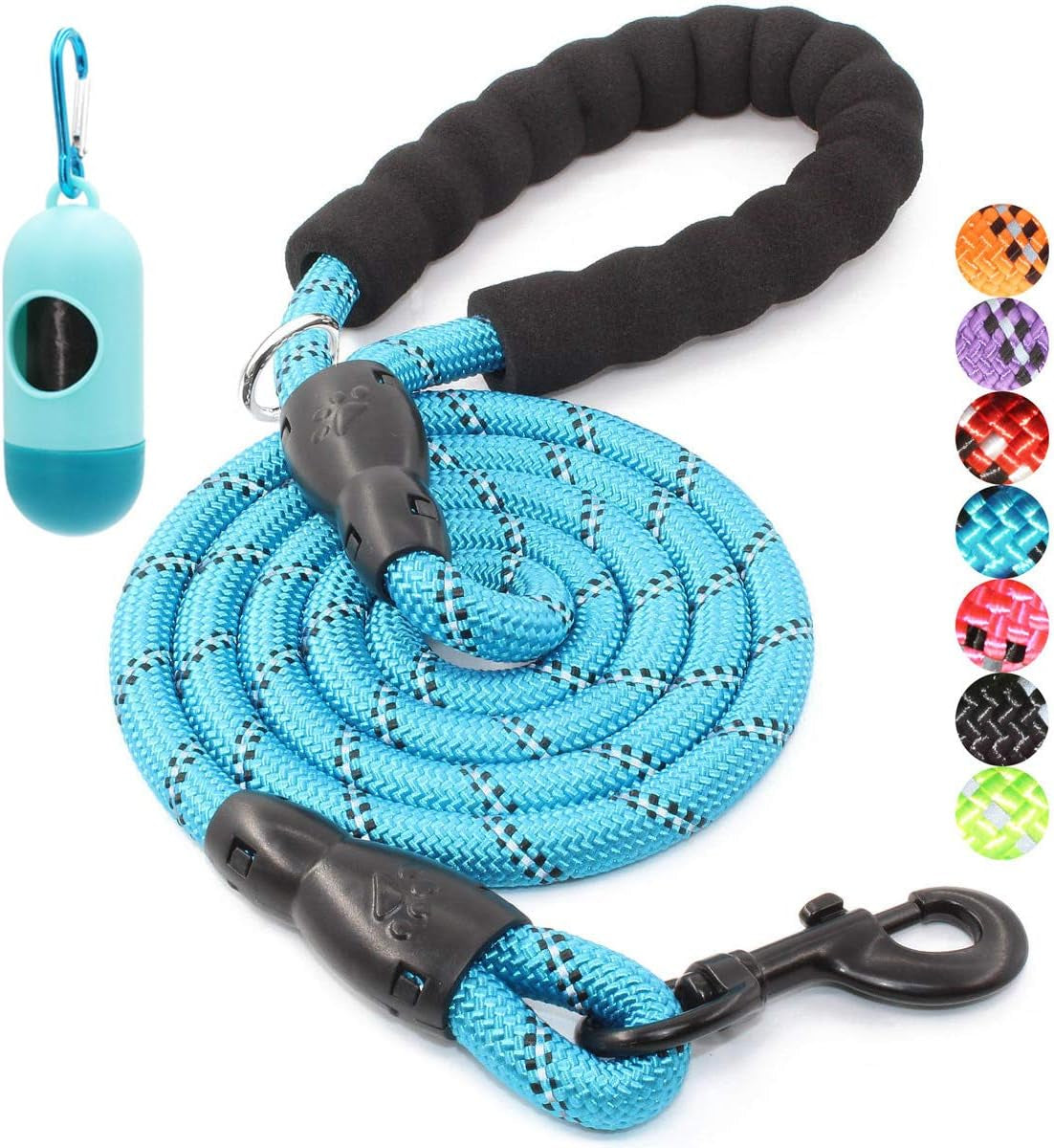 Reflective Dog Leash – 5FT Heavy Duty Rope Lead with Padded Handle | Durable & Safe for Night Walks