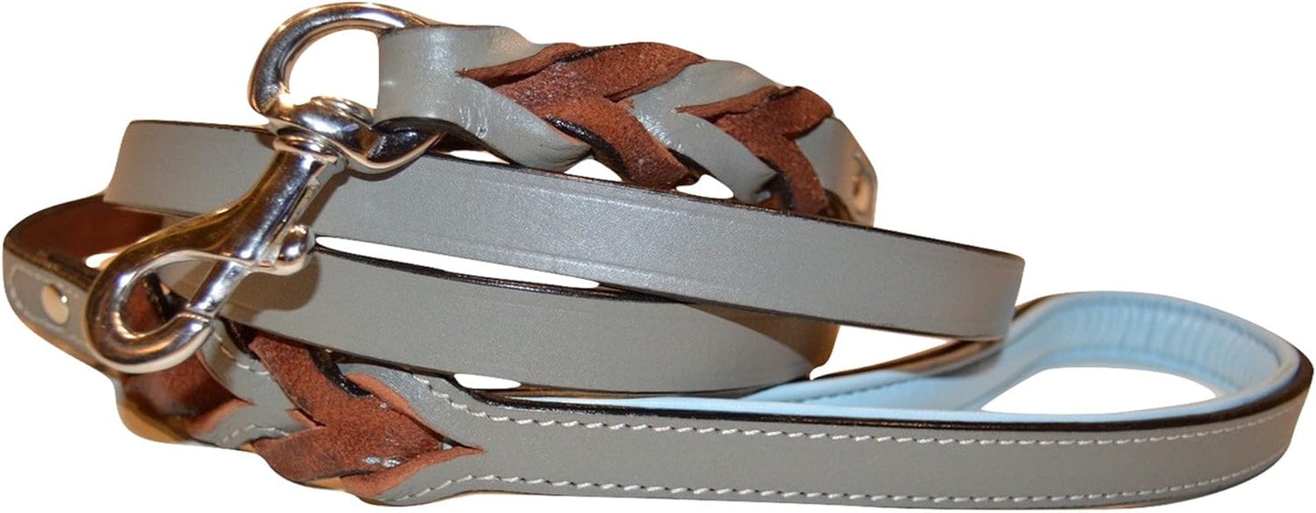 Leather Braided Dog Leash, Brown 6Ft X 3/4 Inch, Naturally Tanned 6 Foot Full Grain Leather Lead