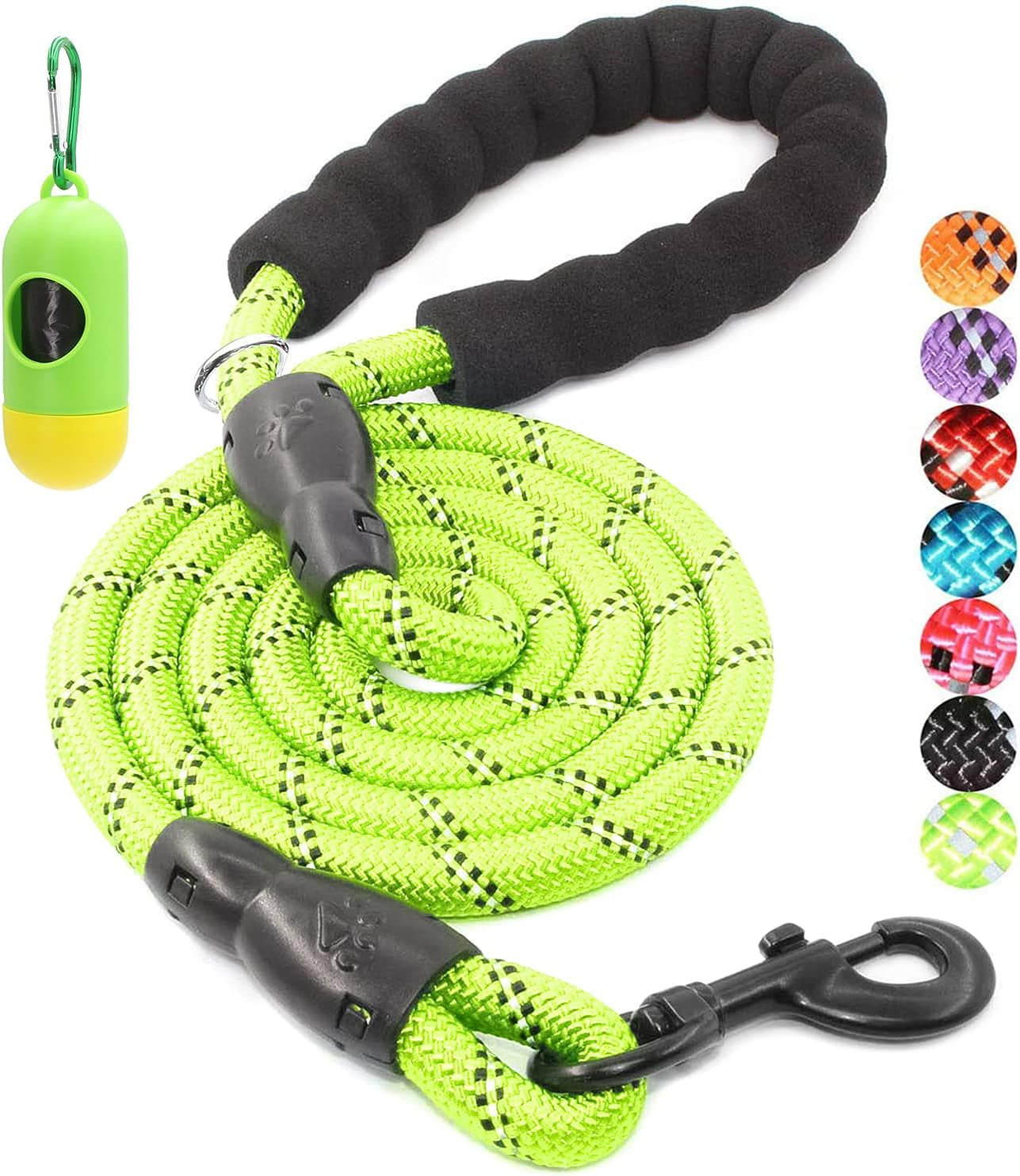 Reflective Dog Leash – 5FT Heavy Duty Rope Lead with Padded Handle | Durable & Safe for Night Walks