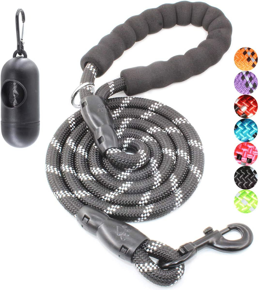 Reflective Dog Leash – 5FT Heavy Duty Rope Lead with Padded Handle | Durable & Safe for Night Walks