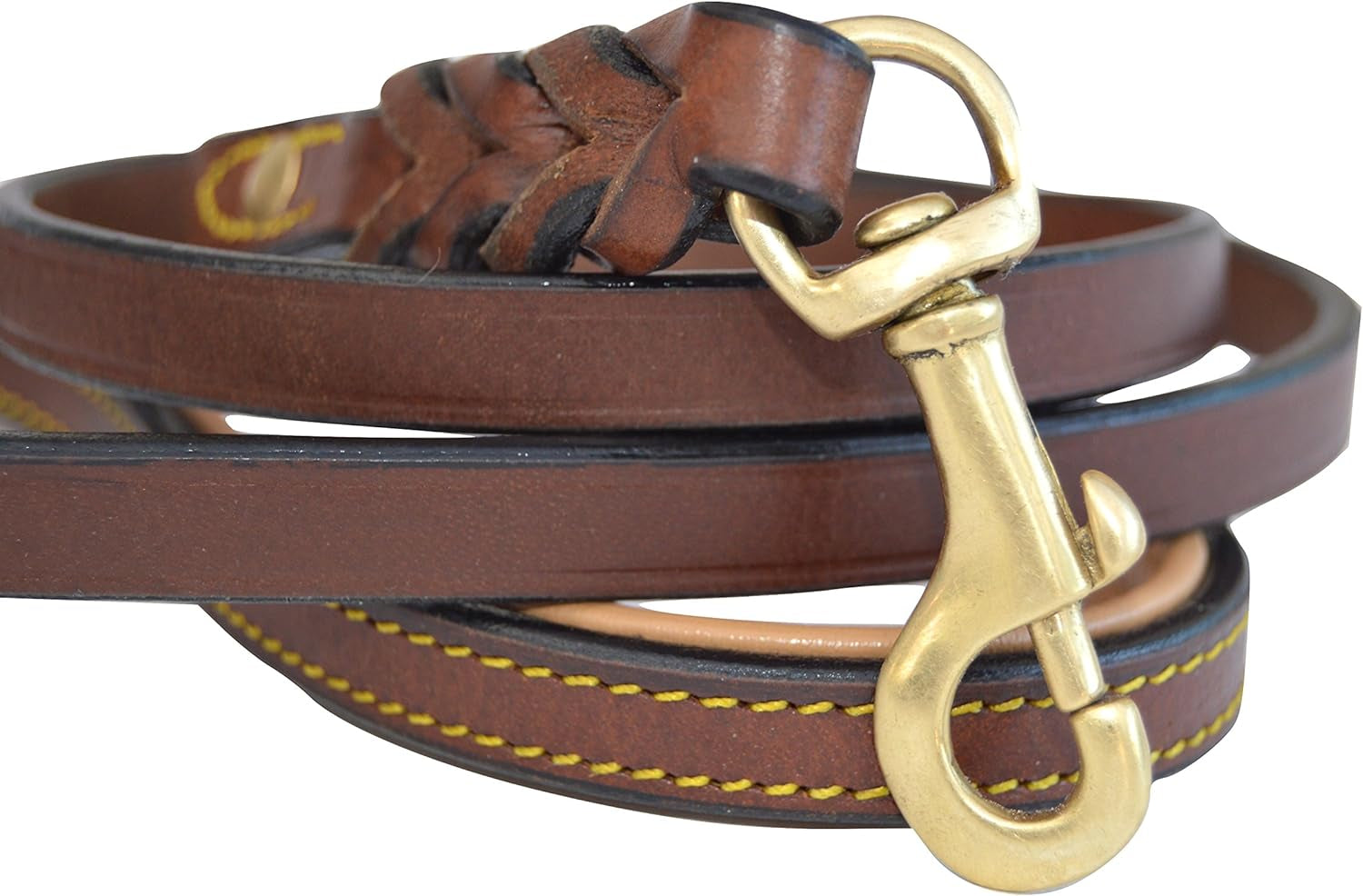 Leather Braided Dog Leash, Brown 6Ft X 3/4 Inch, Naturally Tanned 6 Foot Full Grain Leather Lead