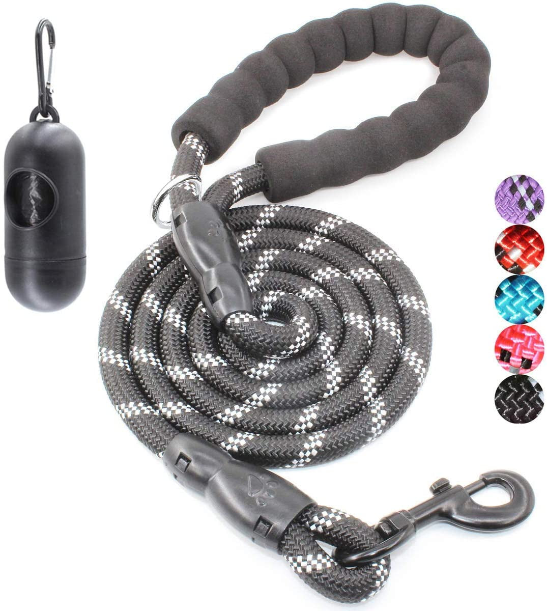 Reflective Dog Leash – 5FT Heavy Duty Rope Lead with Padded Handle | Durable & Safe for Night Walks