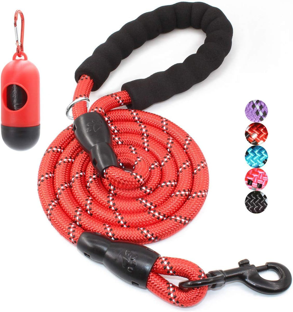 Reflective Dog Leash – 5FT Heavy Duty Rope Lead with Padded Handle | Durable & Safe for Night Walks