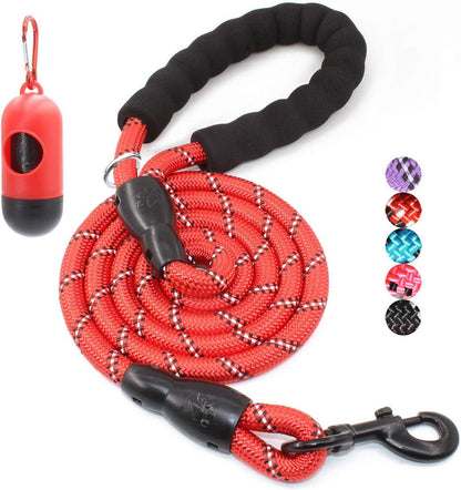 Reflective Dog Leash – 5FT Heavy Duty Rope Lead with Padded Handle | Durable & Safe for Night Walks