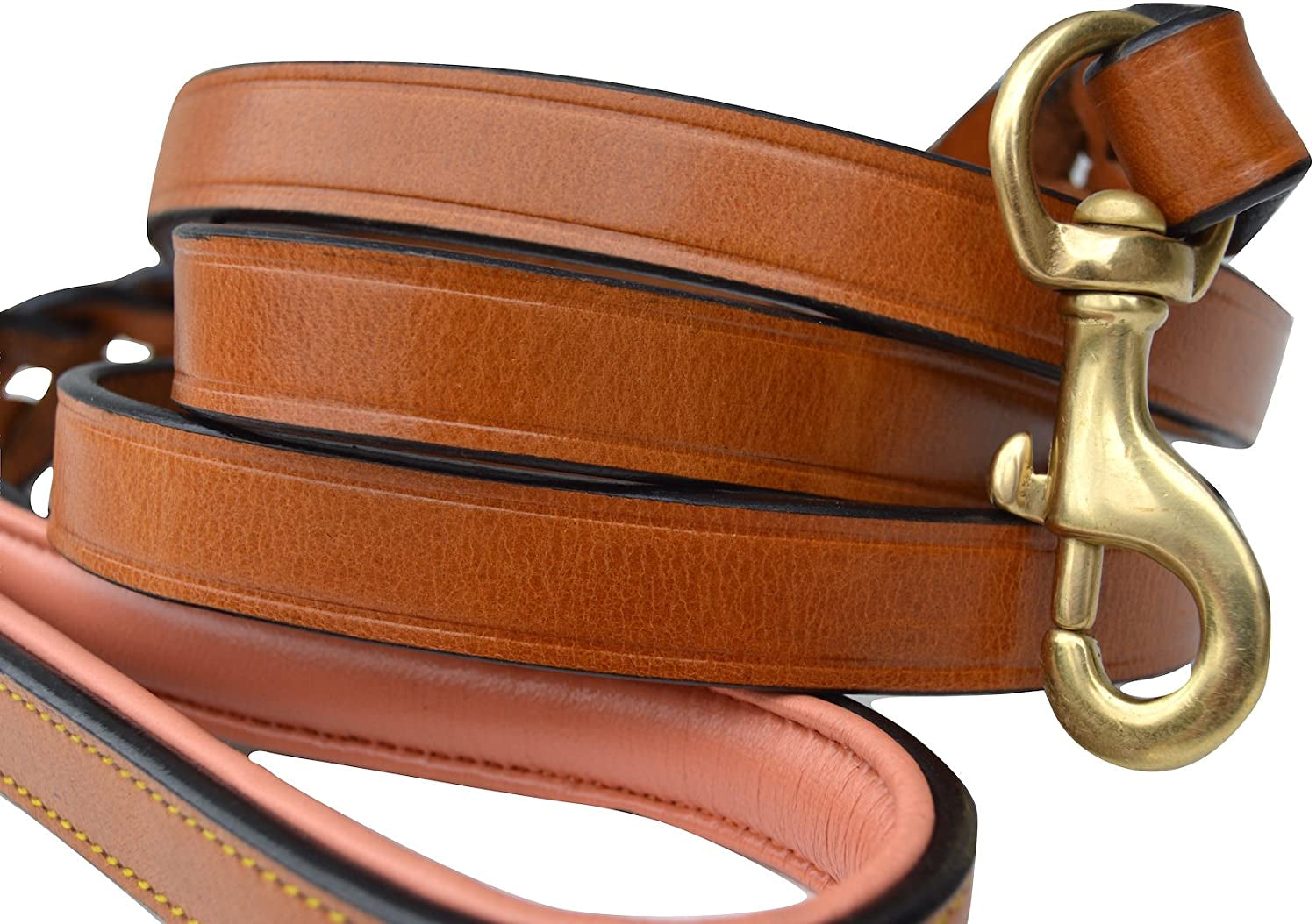 Leather Braided Dog Leash, Brown 6Ft X 3/4 Inch, Naturally Tanned 6 Foot Full Grain Leather Lead
