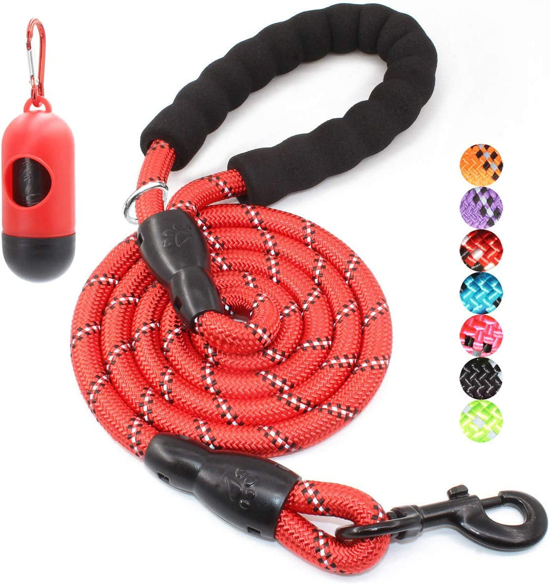 Reflective Dog Leash – 5FT Heavy Duty Rope Lead with Padded Handle | Durable & Safe for Night Walks