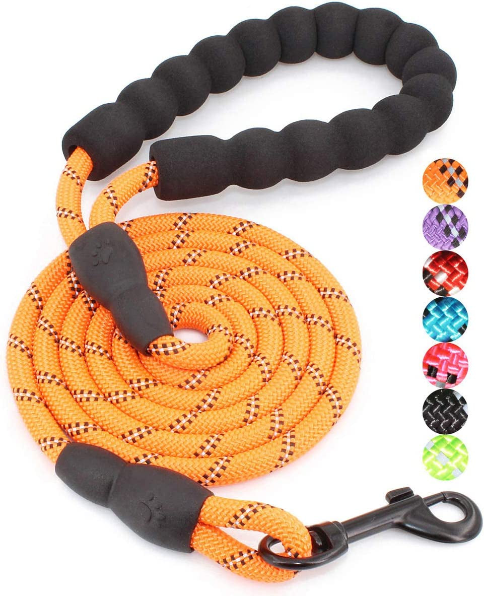 Reflective Dog Leash – 5FT Heavy Duty Rope Lead with Padded Handle | Durable & Safe for Night Walks