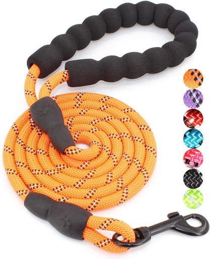 Reflective Dog Leash – 5FT Heavy Duty Rope Lead with Padded Handle | Durable & Safe for Night Walks