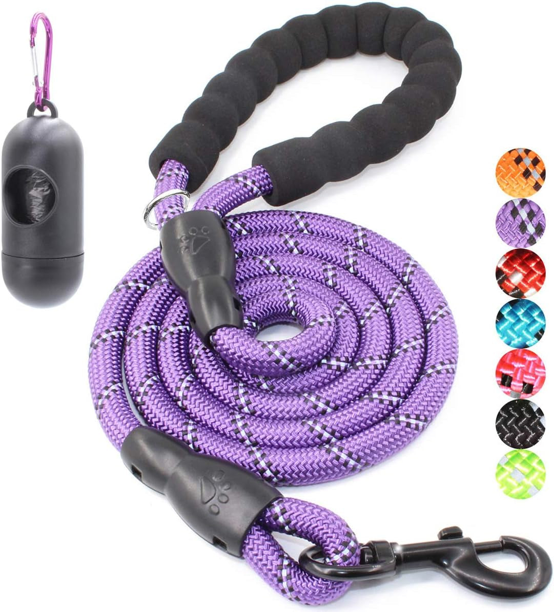 Reflective Dog Leash – 5FT Heavy Duty Rope Lead with Padded Handle | Durable & Safe for Night Walks