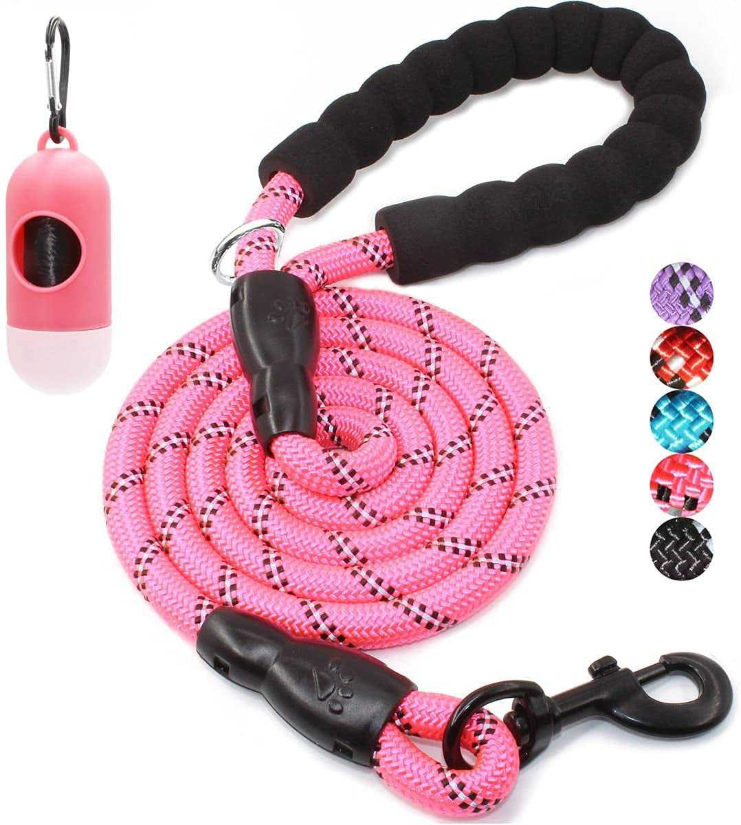 Reflective Dog Leash – 5FT Heavy Duty Rope Lead with Padded Handle | Durable & Safe for Night Walks
