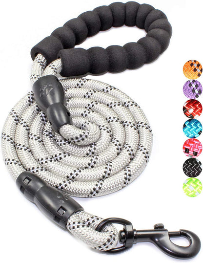 Reflective Dog Leash – 5FT Heavy Duty Rope Lead with Padded Handle | Durable & Safe for Night Walks