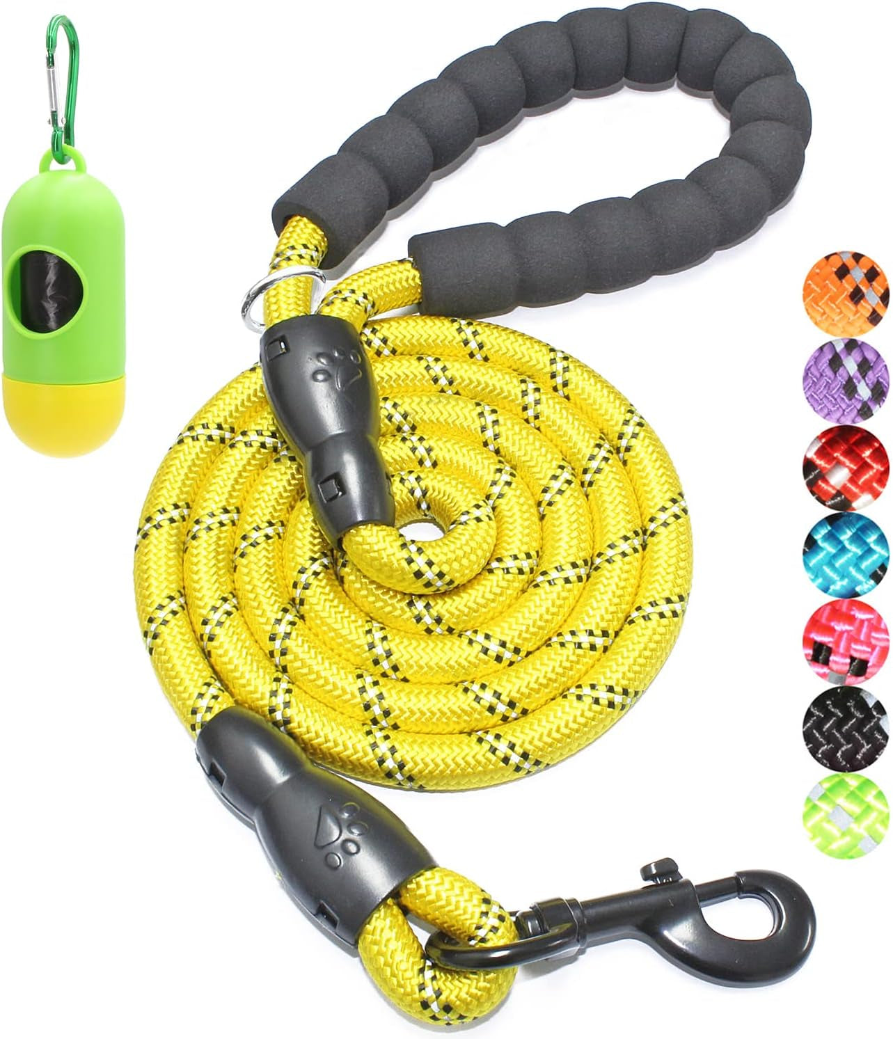 Reflective Dog Leash – 5FT Heavy Duty Rope Lead with Padded Handle | Durable & Safe for Night Walks