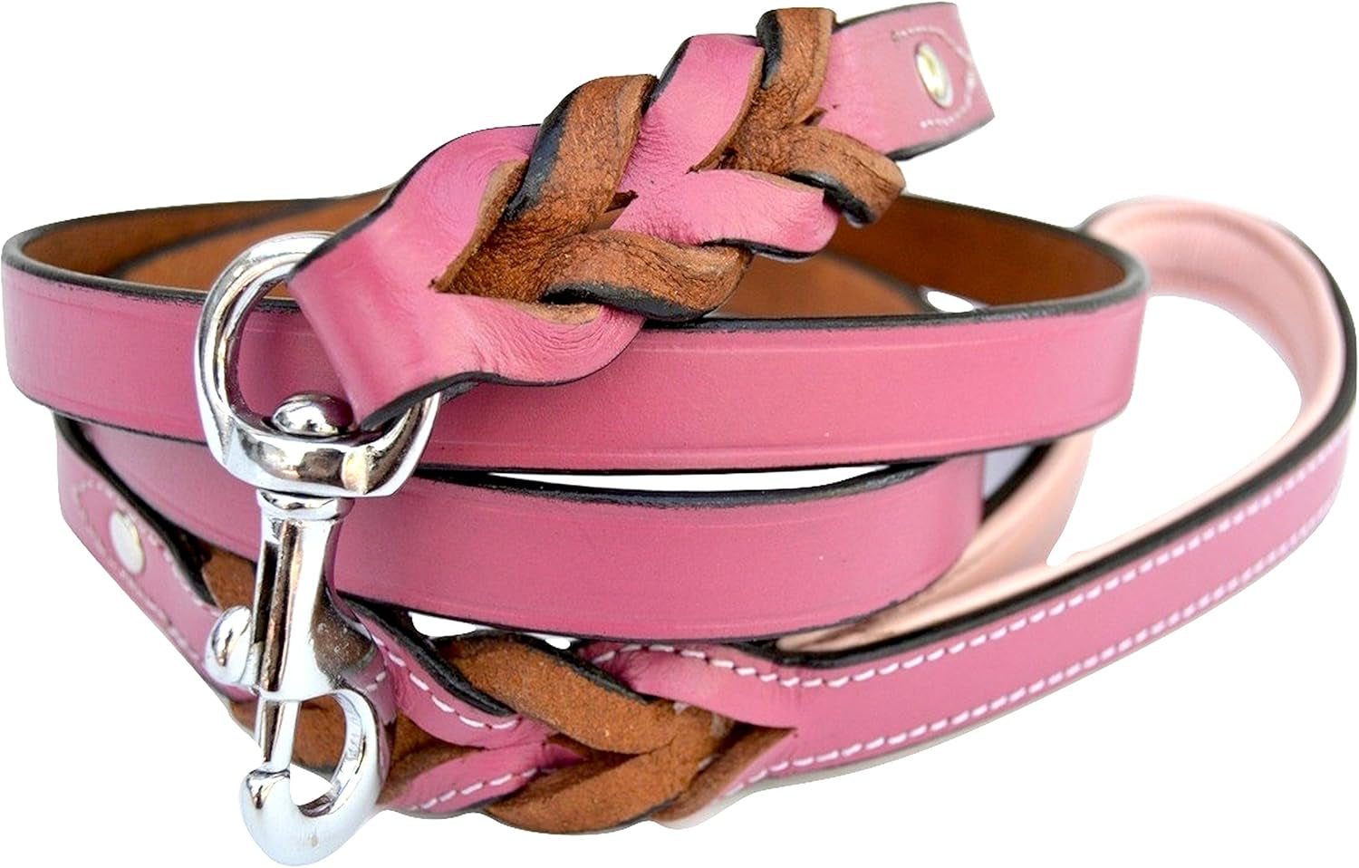 Leather Braided Dog Leash, Brown 6Ft X 3/4 Inch, Naturally Tanned 6 Foot Full Grain Leather Lead