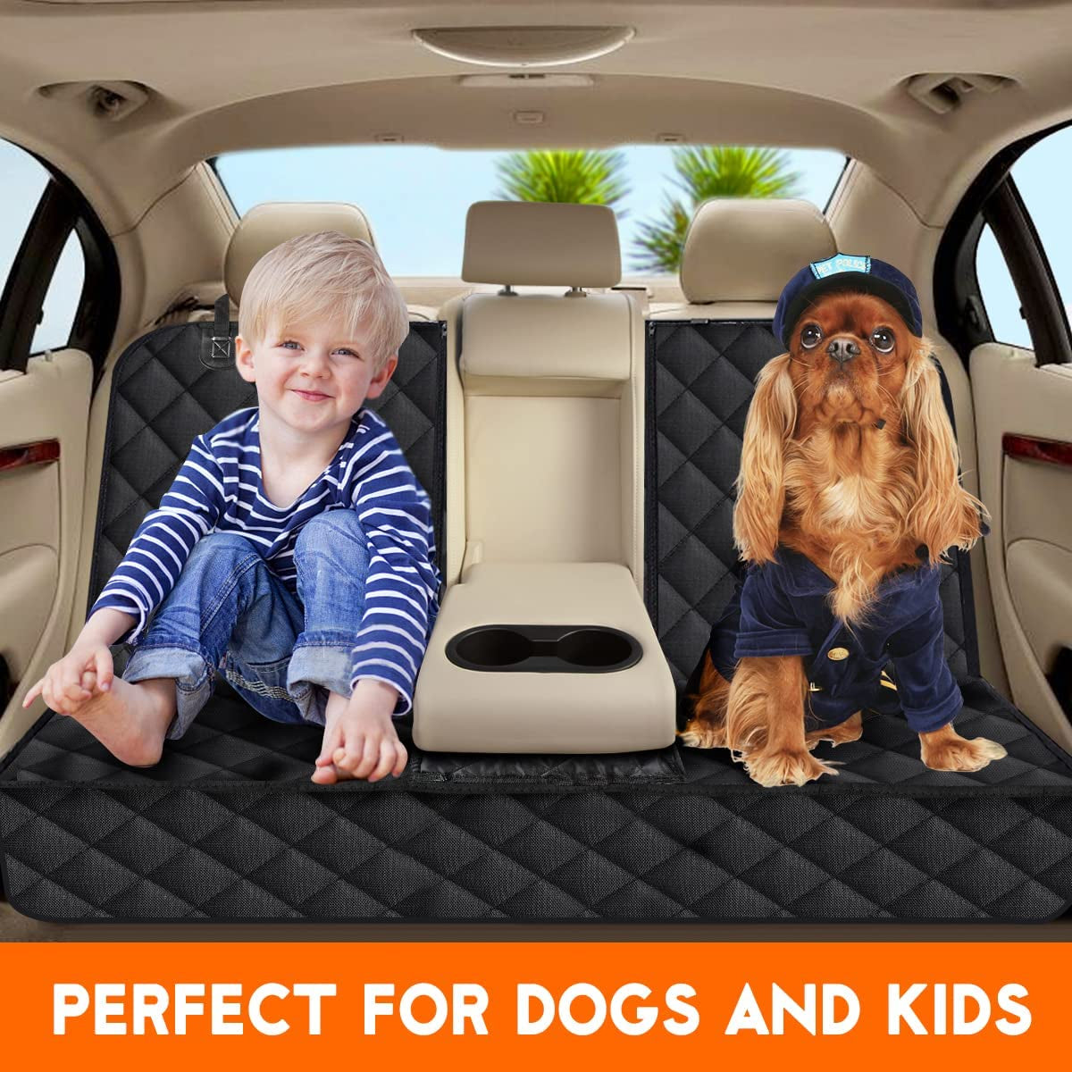 Waterproof Dog Car Seat Cover – Non-Slip Back Seat Protector with Seat Belts (Fits Most Cars & SUVs)