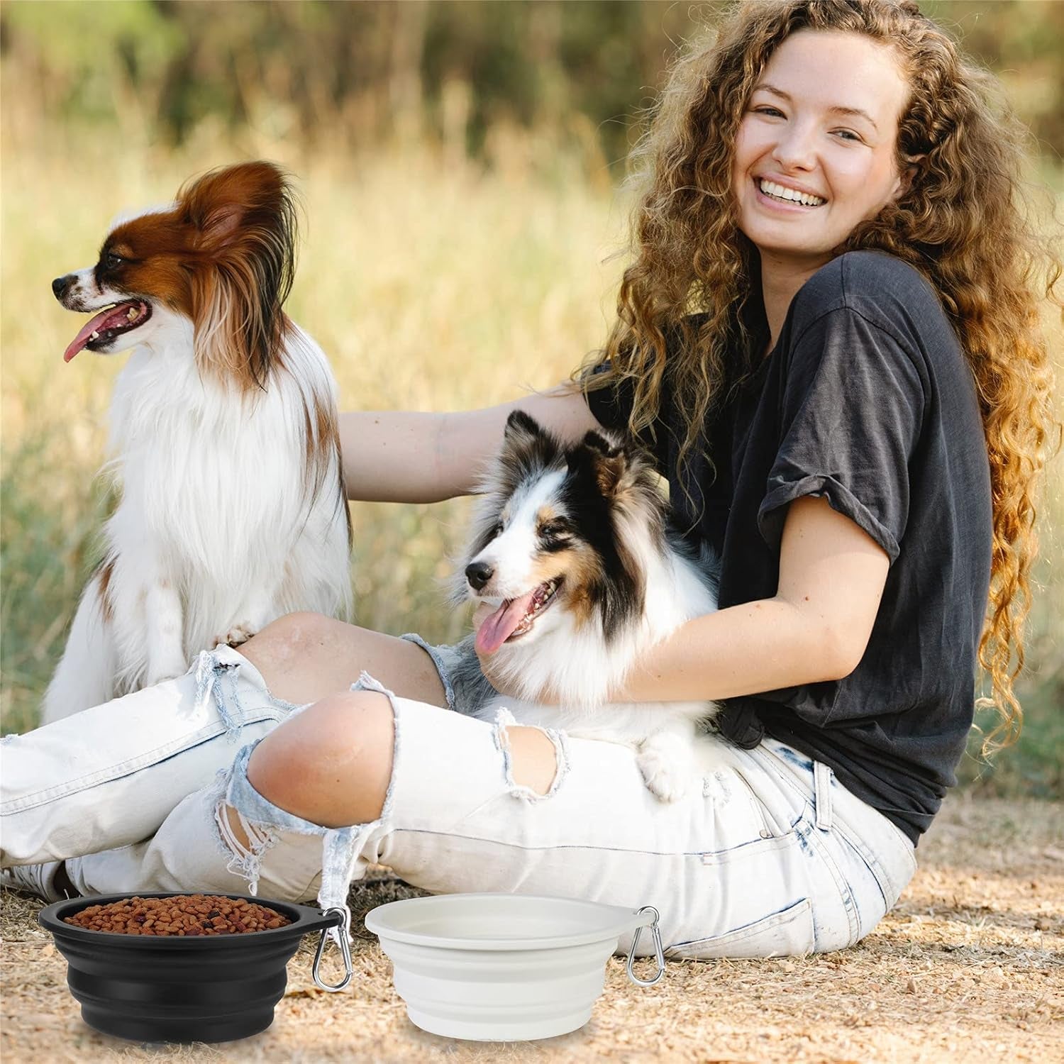 2-Pack Collapsible Dog Bowls – BPA-Free Silicone Travel Set (600ml)