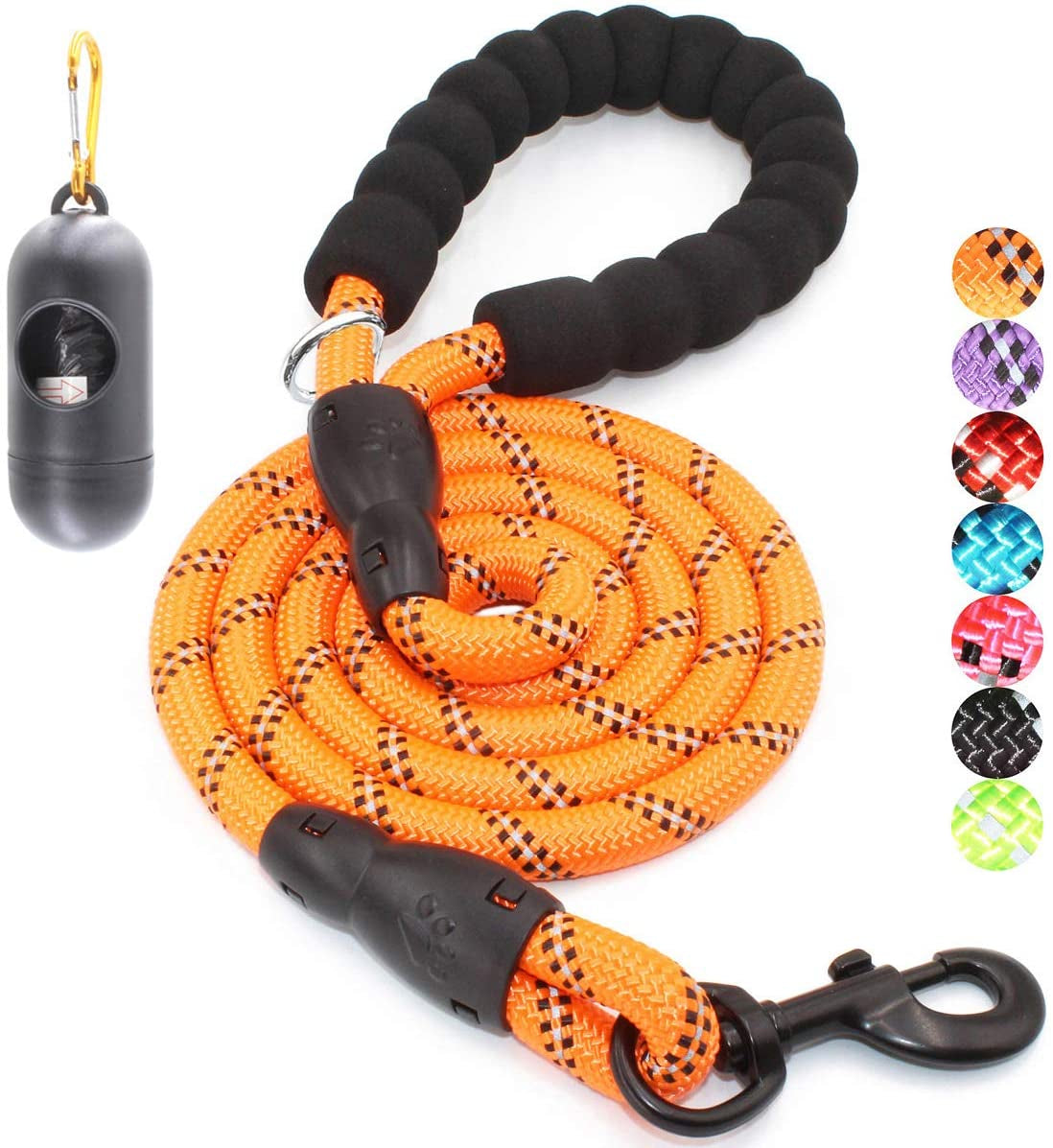 Reflective Dog Leash – 5FT Heavy Duty Rope Lead with Padded Handle | Durable & Safe for Night Walks