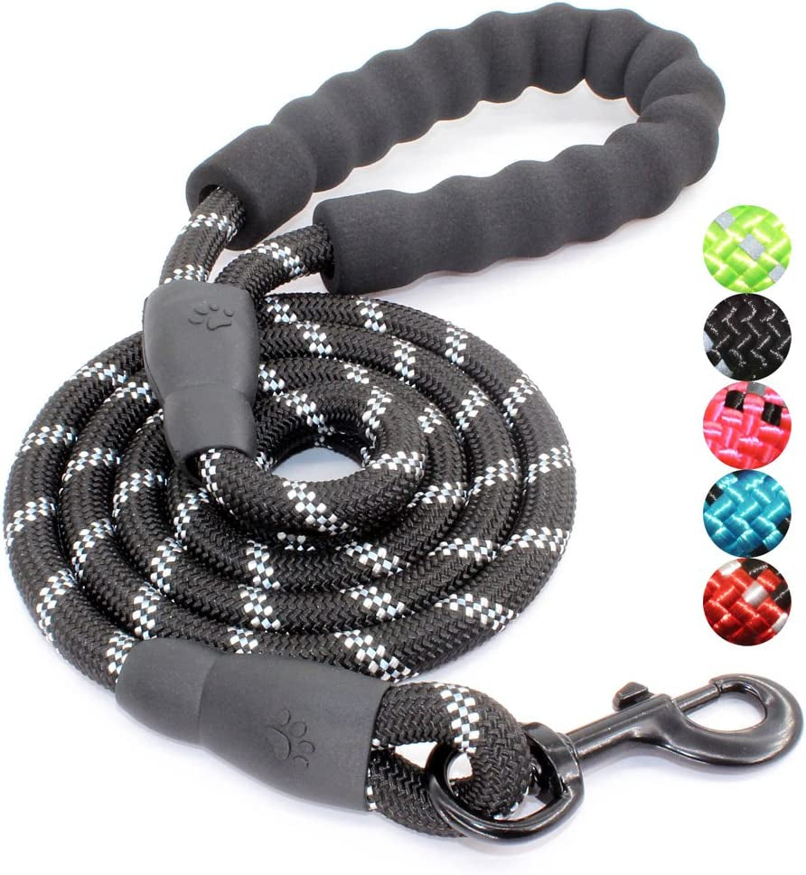 Reflective Dog Leash – 5FT Heavy Duty Rope Lead with Padded Handle | Durable & Safe for Night Walks