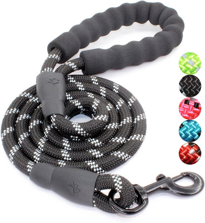 Reflective Dog Leash – 5FT Heavy Duty Rope Lead with Padded Handle | Durable & Safe for Night Walks