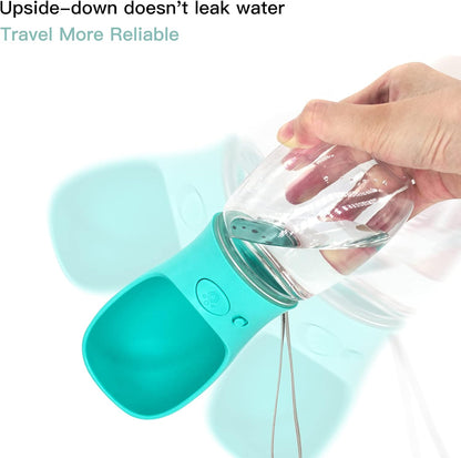 Portable Dog Water Bottle – 12oz BPA-Free Travel Dispenser with Built-In Bowl