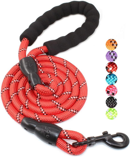 Reflective Dog Leash – 5FT Heavy Duty Rope Lead with Padded Handle | Durable & Safe for Night Walks
