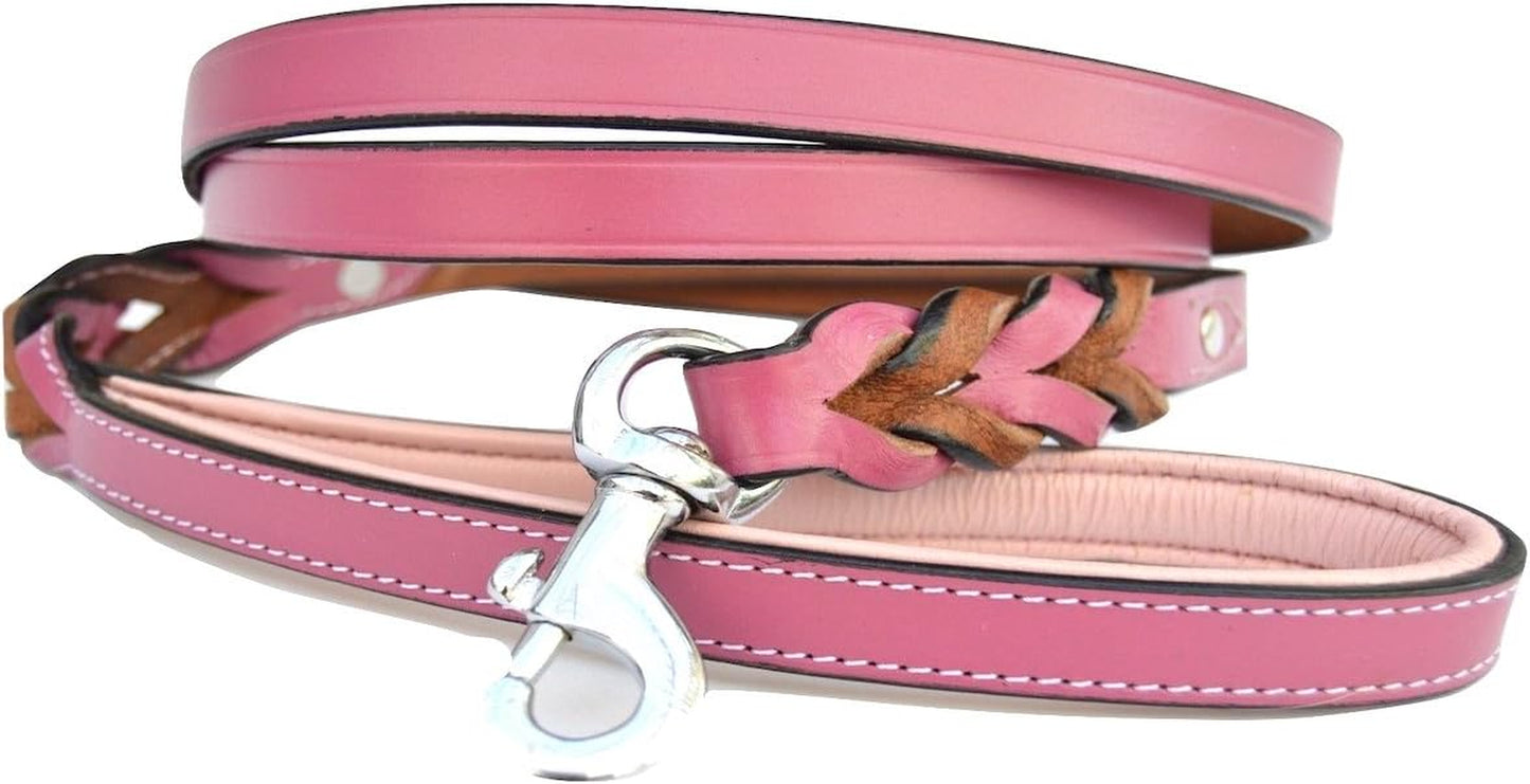 Leather Braided Dog Leash, Brown 6Ft X 3/4 Inch, Naturally Tanned 6 Foot Full Grain Leather Lead