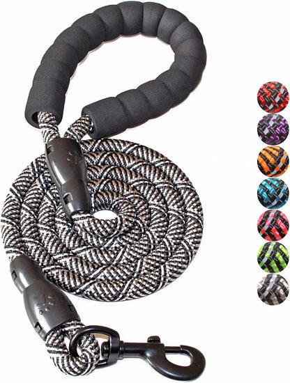 Reflective Dog Leash – 5FT Heavy Duty Rope Lead with Padded Handle | Durable & Safe for Night Walks