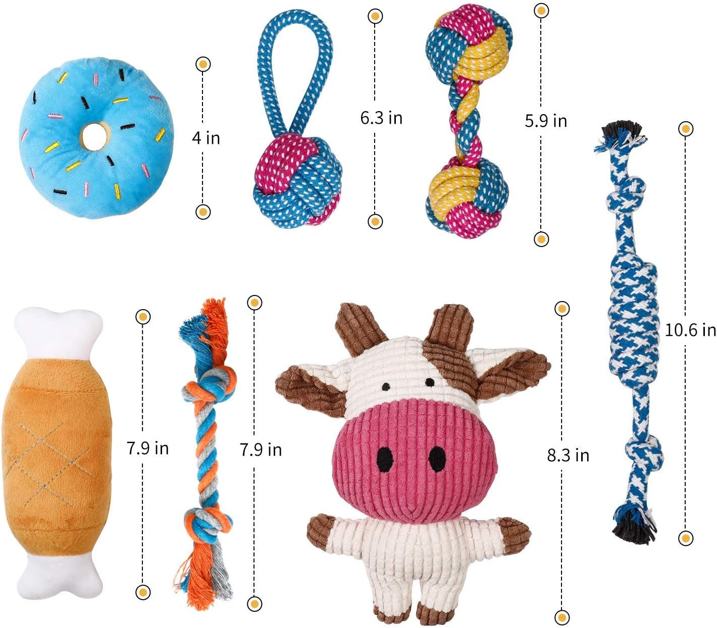 7-Pack Puppy Toys – Durable Chew & Rope Toys with Squeaky Plush for Small Dogs