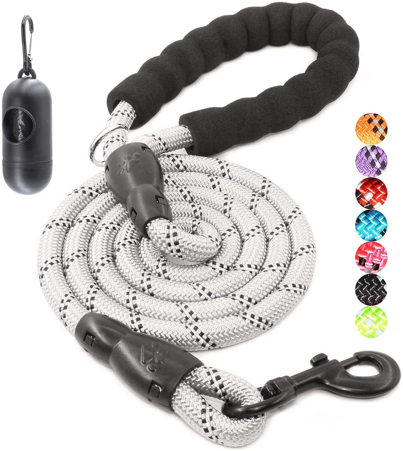 Reflective Dog Leash – 5FT Heavy Duty Rope Lead with Padded Handle | Durable & Safe for Night Walks