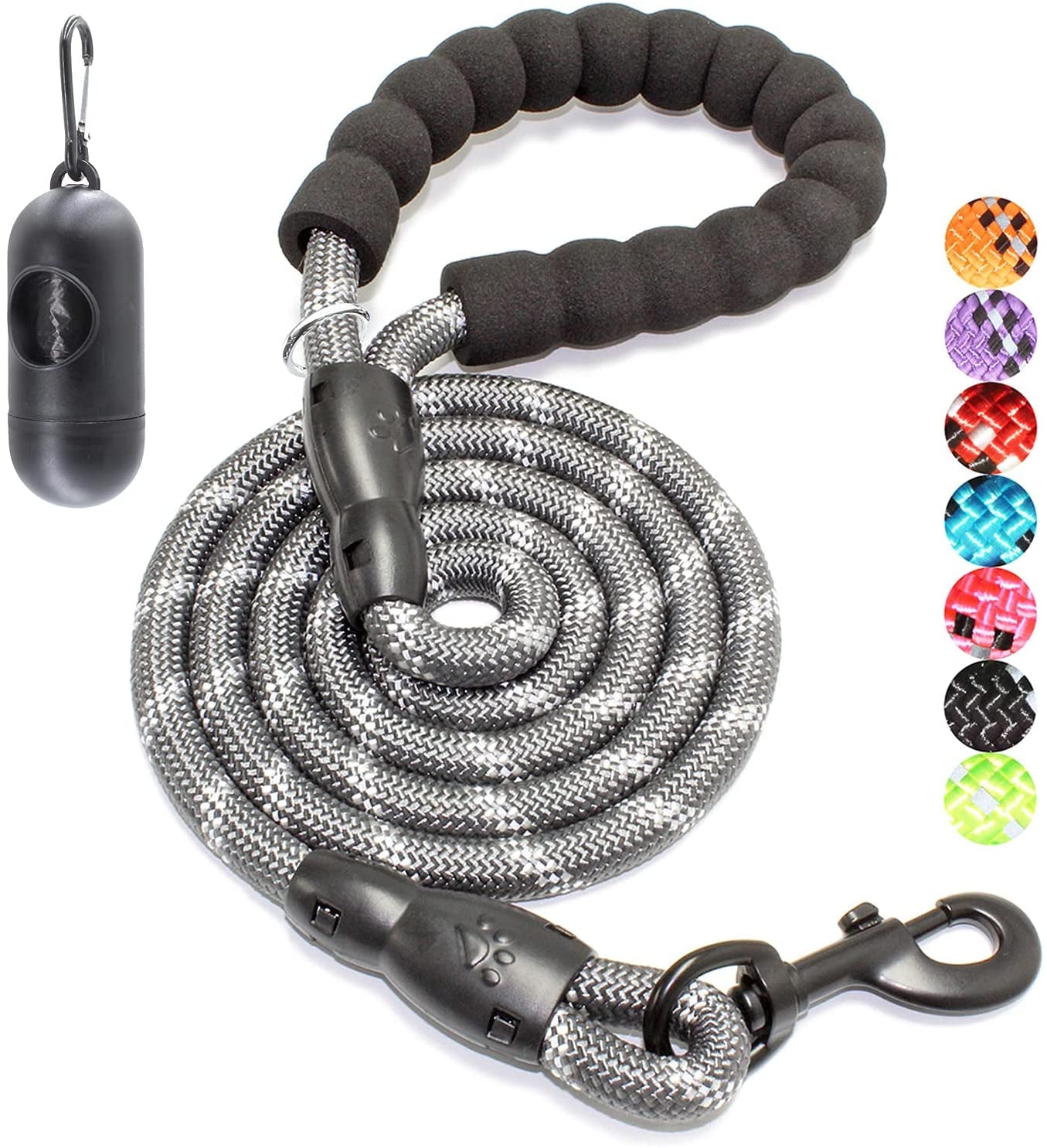 Reflective Dog Leash – 5FT Heavy Duty Rope Lead with Padded Handle | Durable & Safe for Night Walks
