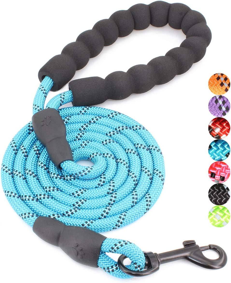 Reflective Dog Leash – 5FT Heavy Duty Rope Lead with Padded Handle | Durable & Safe for Night Walks