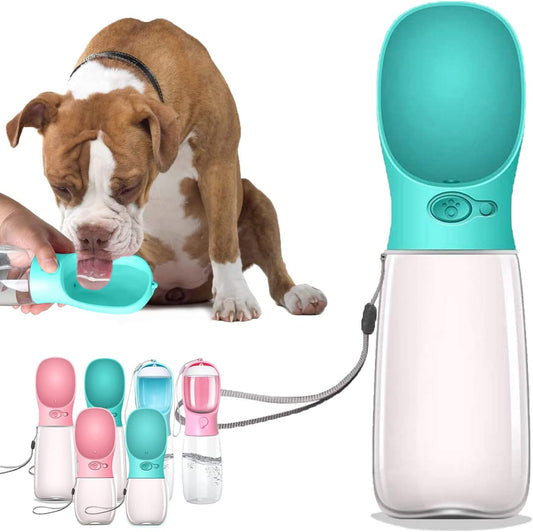Portable Dog Water Bottle – 12oz BPA-Free Travel Dispenser with Built-In Bowl
