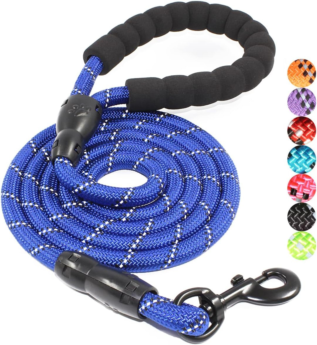 Reflective Dog Leash – 5FT Heavy Duty Rope Lead with Padded Handle | Durable & Safe for Night Walks