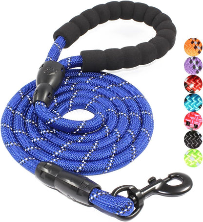 Reflective Dog Leash – 5FT Heavy Duty Rope Lead with Padded Handle | Durable & Safe for Night Walks