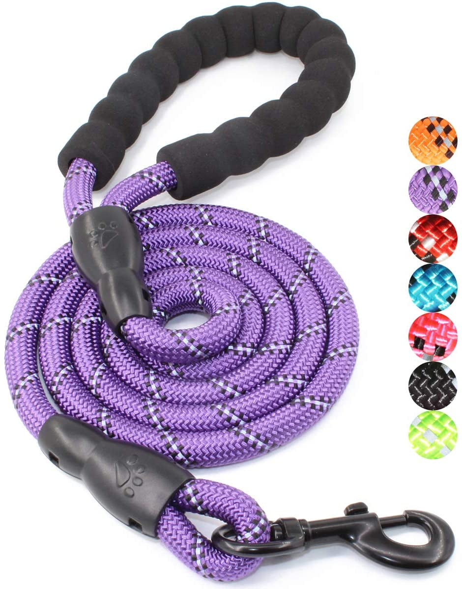 Reflective Dog Leash – 5FT Heavy Duty Rope Lead with Padded Handle | Durable & Safe for Night Walks