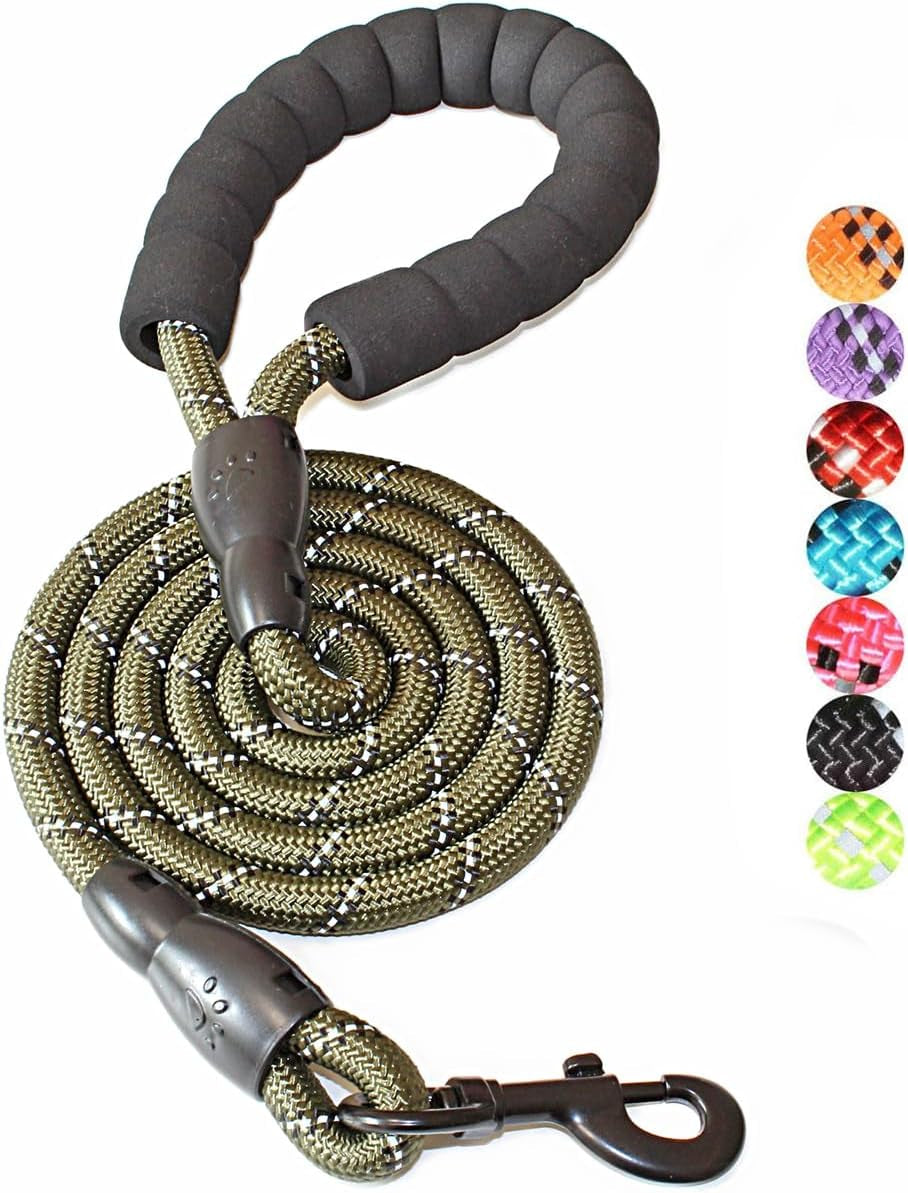 Reflective Dog Leash – 5FT Heavy Duty Rope Lead with Padded Handle | Durable & Safe for Night Walks