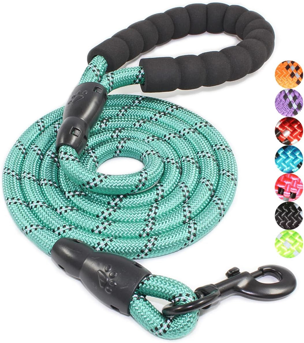 Reflective Dog Leash – 5FT Heavy Duty Rope Lead with Padded Handle | Durable & Safe for Night Walks