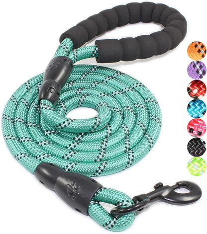 Reflective Dog Leash – 5FT Heavy Duty Rope Lead with Padded Handle | Durable & Safe for Night Walks