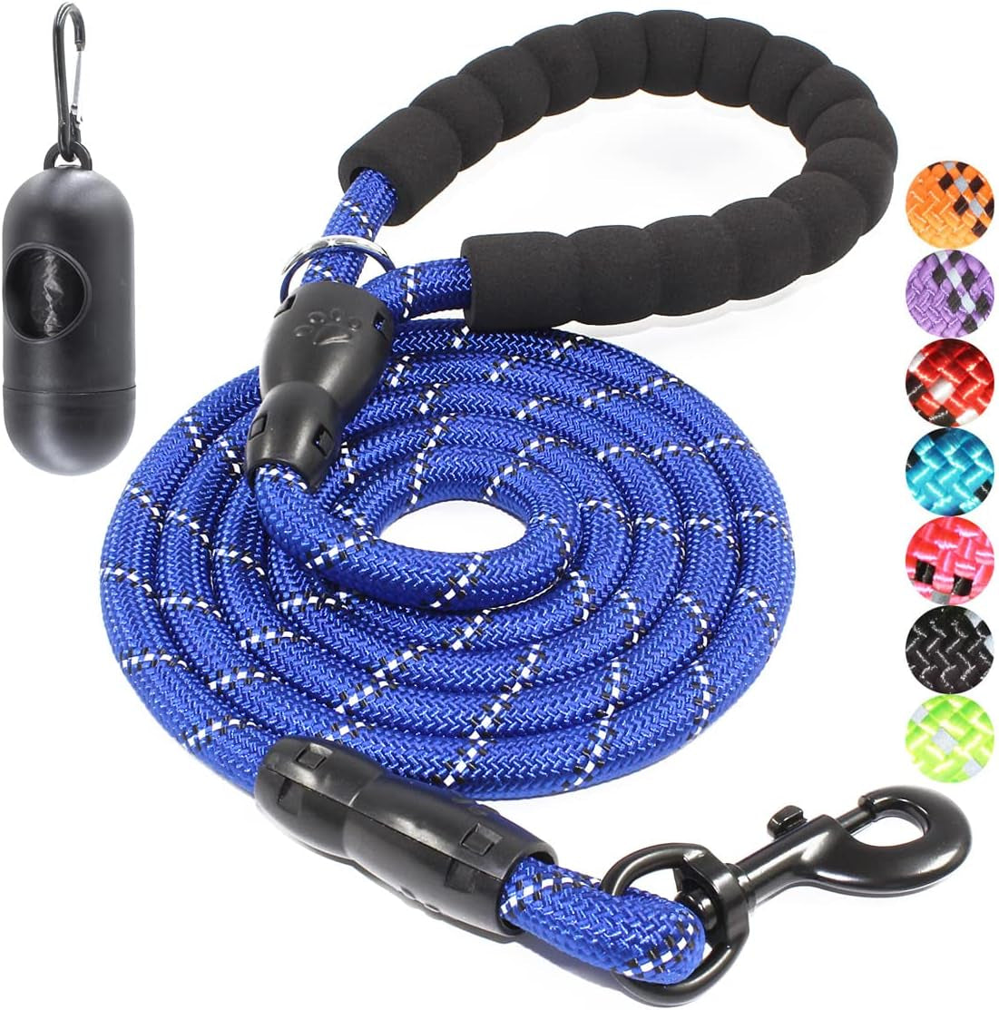 Reflective Dog Leash – 5FT Heavy Duty Rope Lead with Padded Handle | Durable & Safe for Night Walks