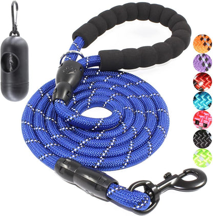 Reflective Dog Leash – 5FT Heavy Duty Rope Lead with Padded Handle | Durable & Safe for Night Walks