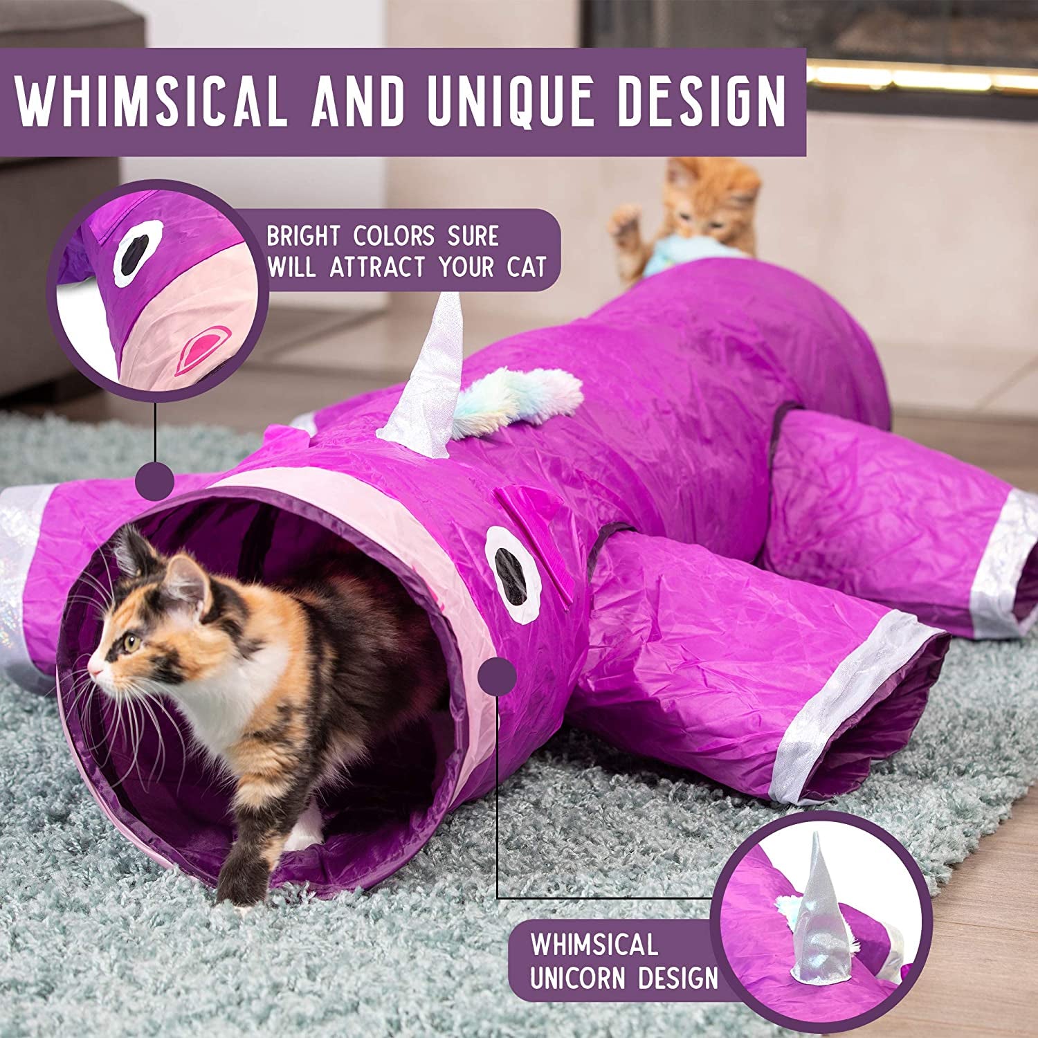 Magic Mewnicorn 5-in-1 Cat Tunnel Toy – Crinkle, Chase & Hide Fun