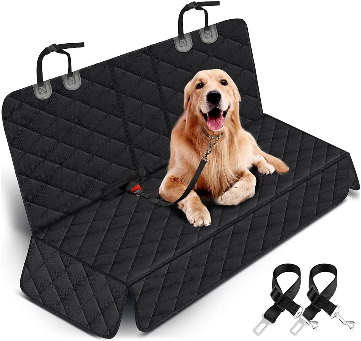 Waterproof Dog Car Seat Cover – Non-Slip Back Seat Protector with Seat Belts (Fits Most Cars & SUVs)