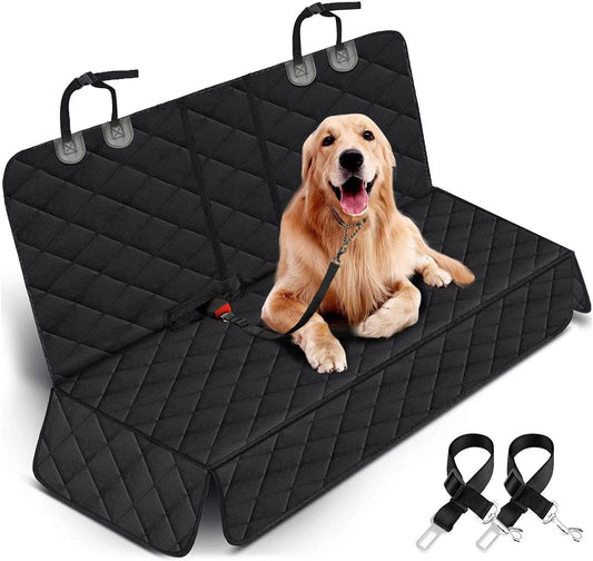 Waterproof Dog Car Seat Cover – Non-Slip Back Seat Protector with Seat Belts (Fits Most Cars & SUVs)