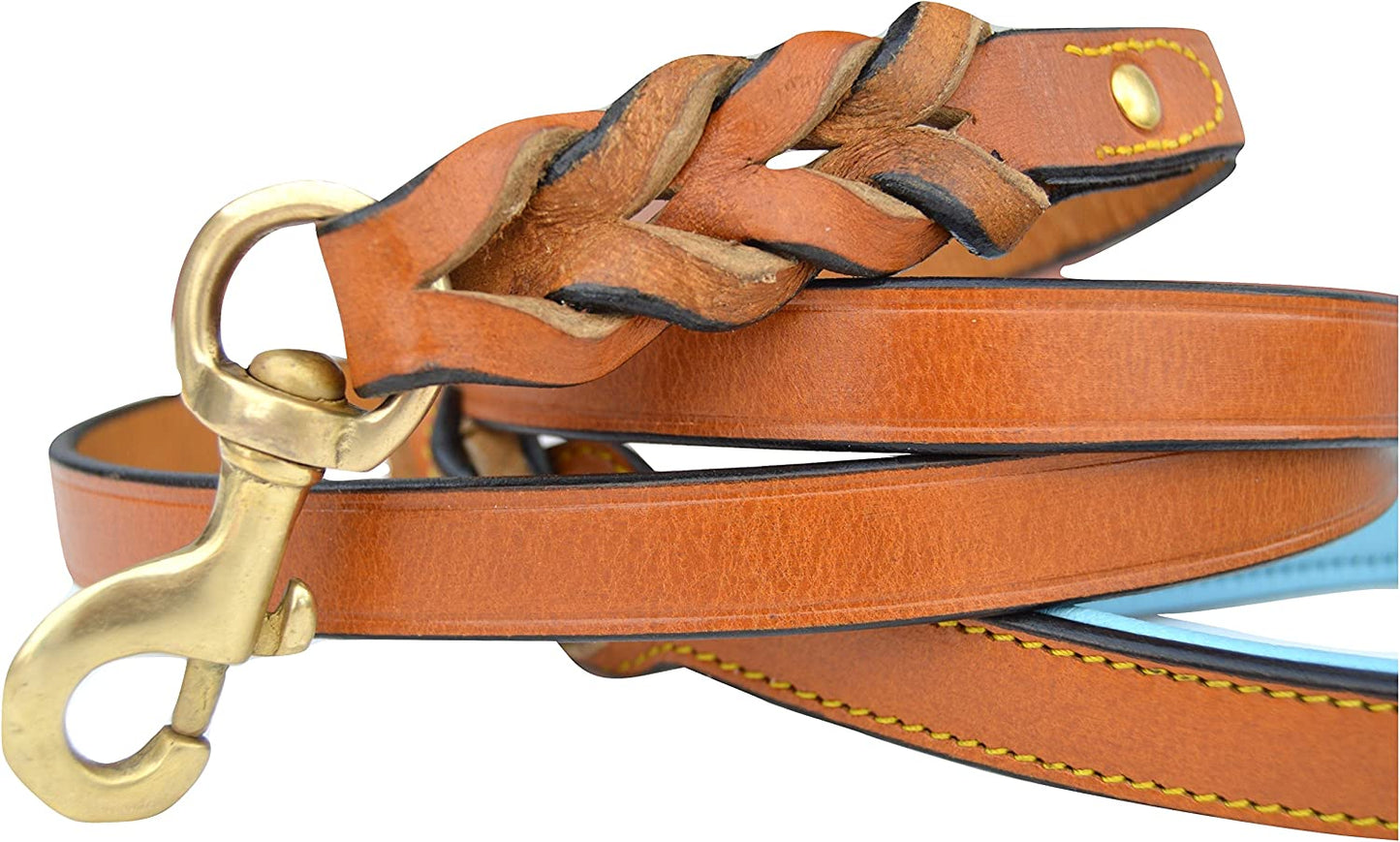 Leather Braided Dog Leash, Brown 6Ft X 3/4 Inch, Naturally Tanned 6 Foot Full Grain Leather Lead