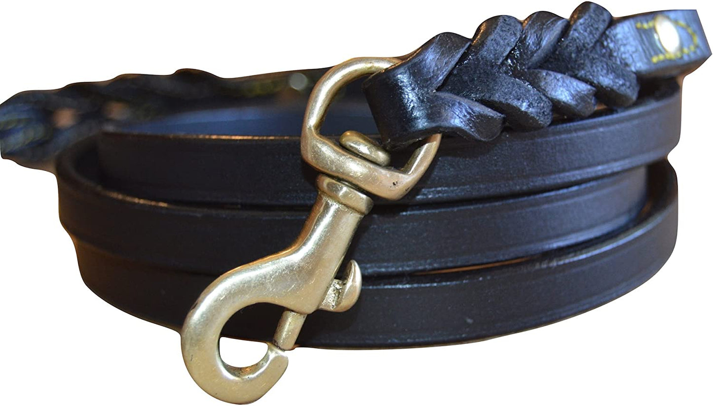 Leather Braided Dog Leash, Brown 6Ft X 3/4 Inch, Naturally Tanned 6 Foot Full Grain Leather Lead